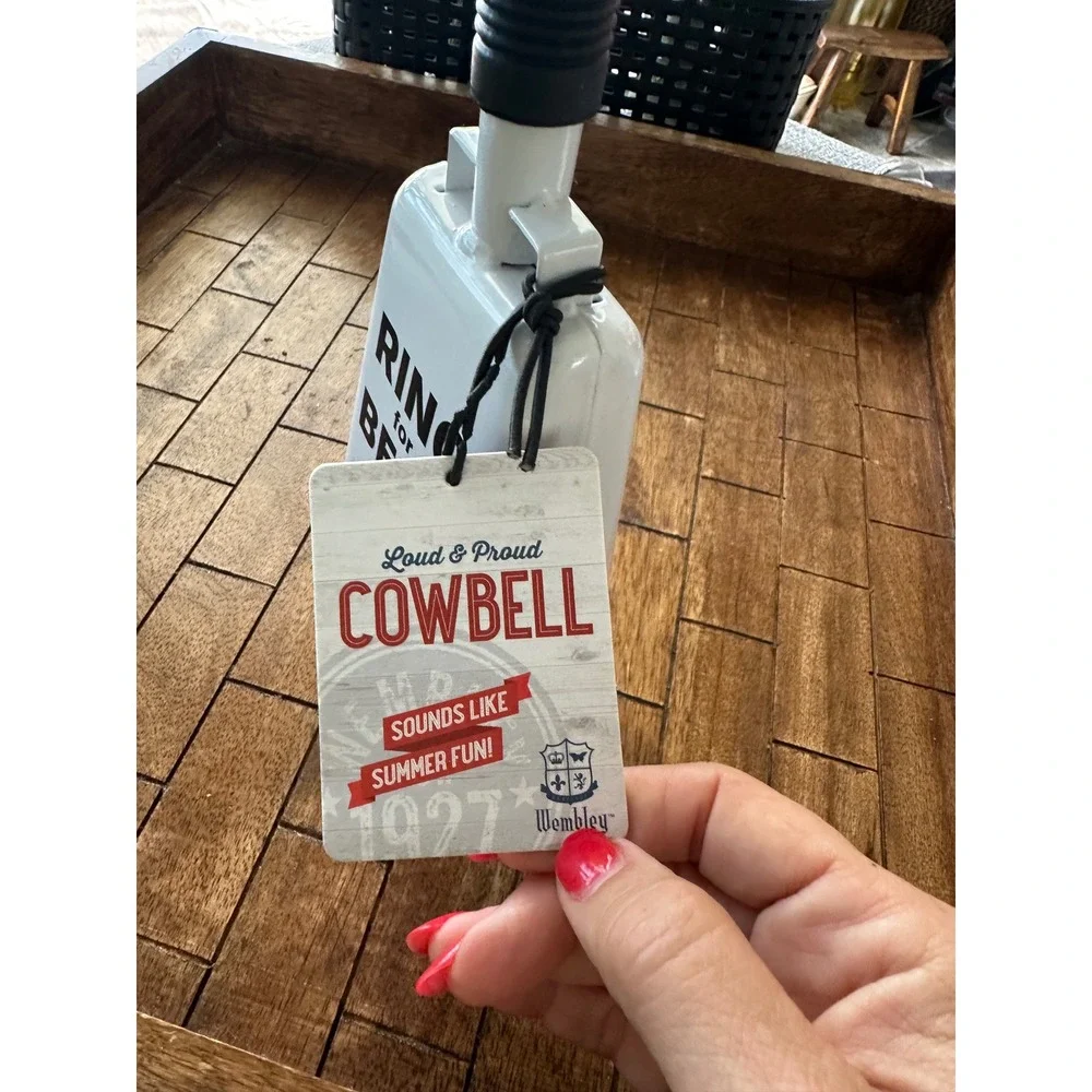 Wembley Ring for Beer Cowbell White Metal Handheld Noise Maker‎ 2313982 NEW